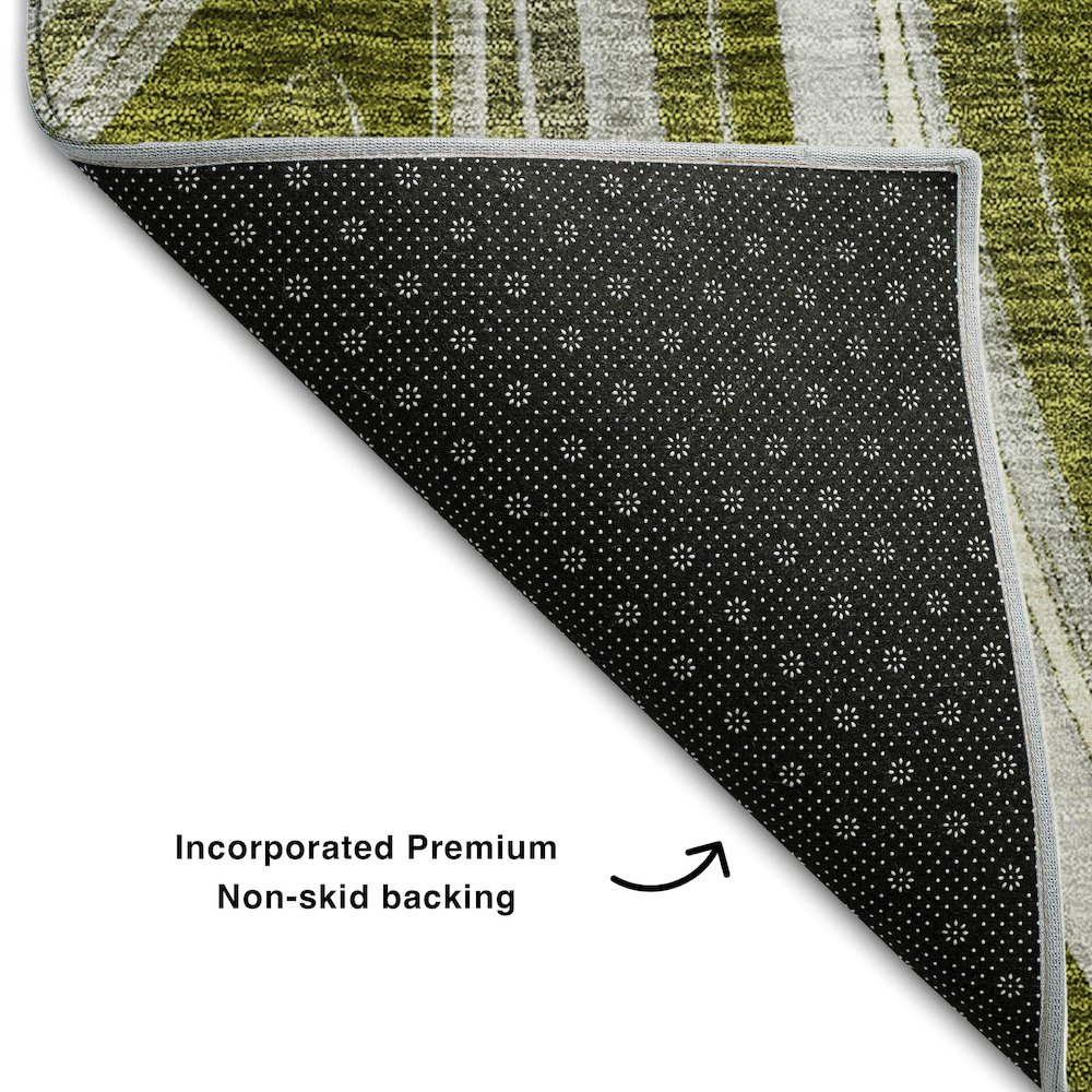 Premium Machine Washable Mayfield AMF756 Olive 2'6" x 3'10" Rug. Picture 2
