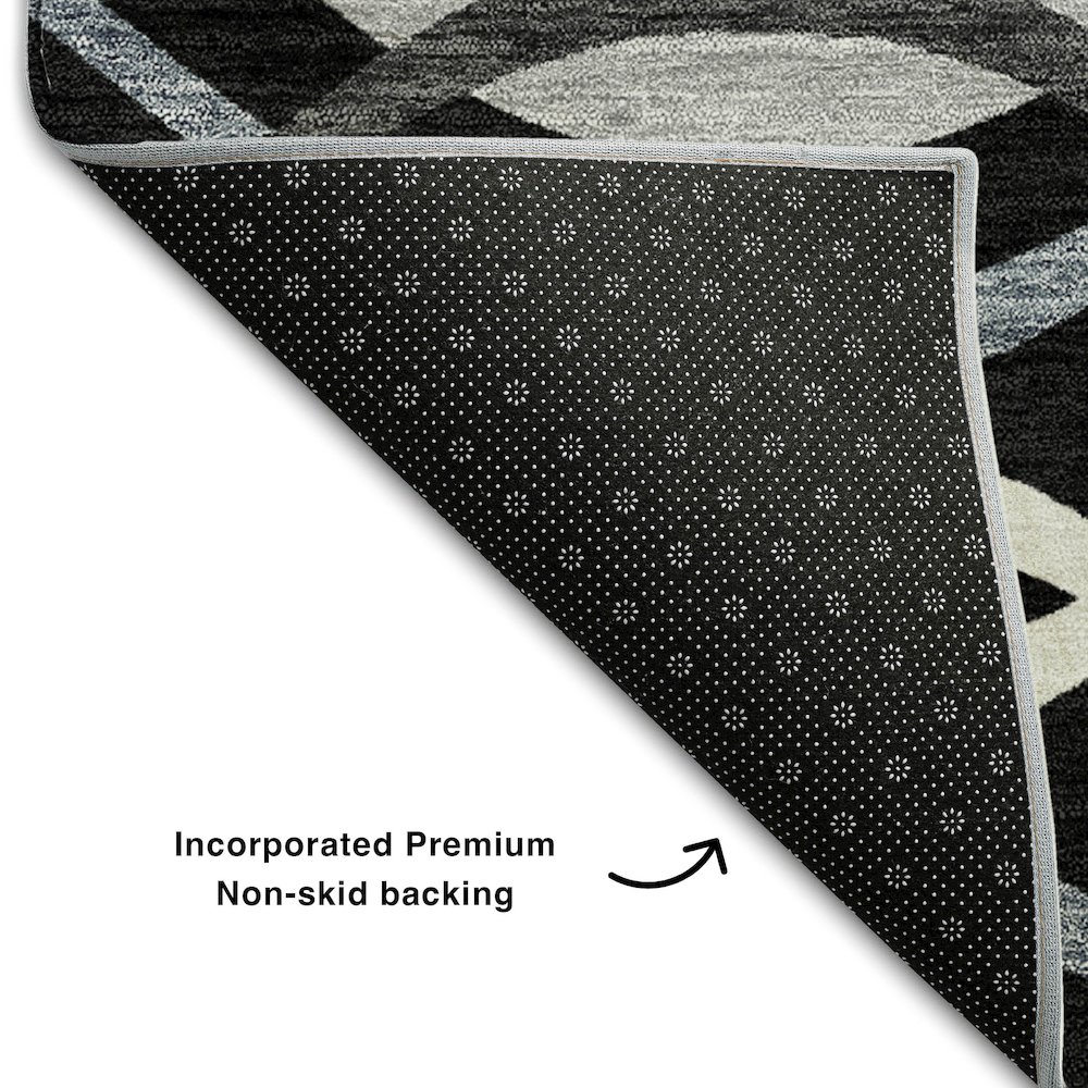 Premium Machine Washable Mayfield AMF757 Black 2'6" x 3'10" Rug. Picture 2