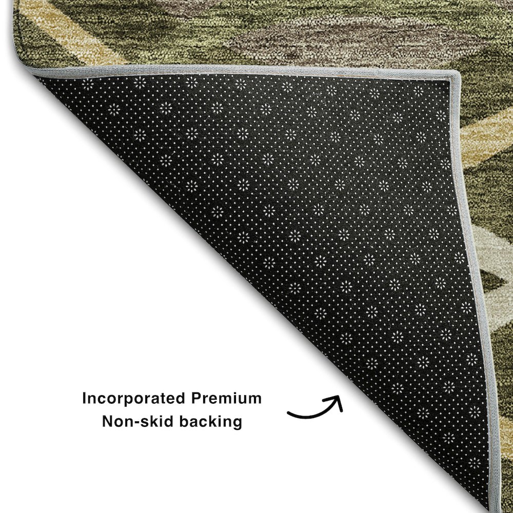 Premium Machine Washable Mayfield AMF757 Olive 2'6" x 3'10" Rug. Picture 2