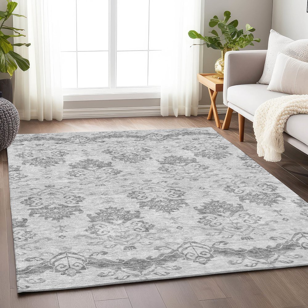 Premium Machine Washable Mayfield AMF759 Graphite 5' x 7'6" Rug. Picture 5