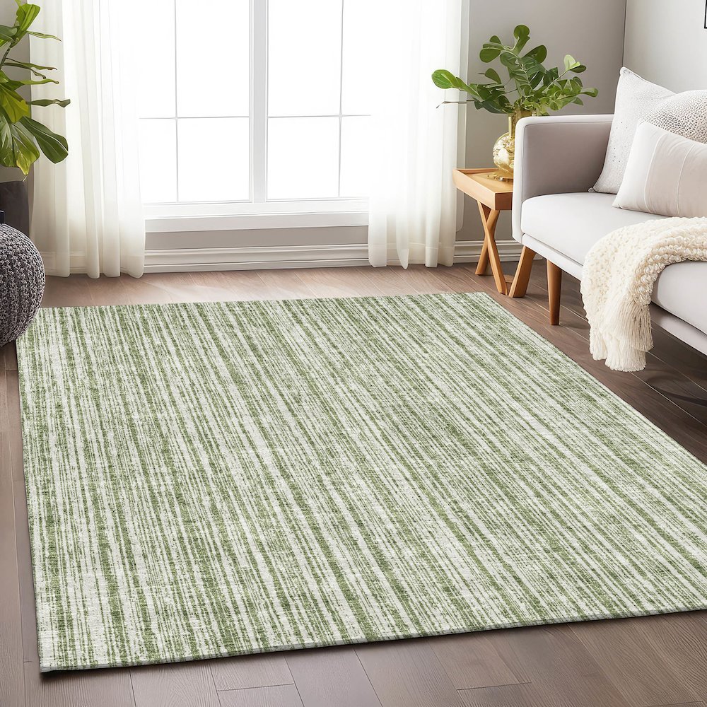 Premium Machine Washable Mayfield AMF760 Green 5' x 7'6" Rug. Picture 5