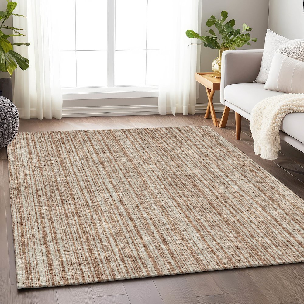 Premium Machine Washable Mayfield AMF760 Paprika 5' x 7'6" Rug. Picture 5