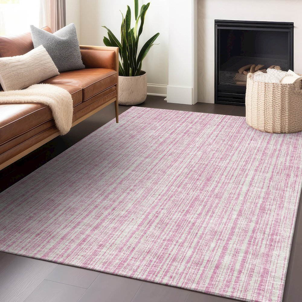 Premium Machine Washable Mayfield AMF760 Pink 5' x 7'6" Rug. Picture 6