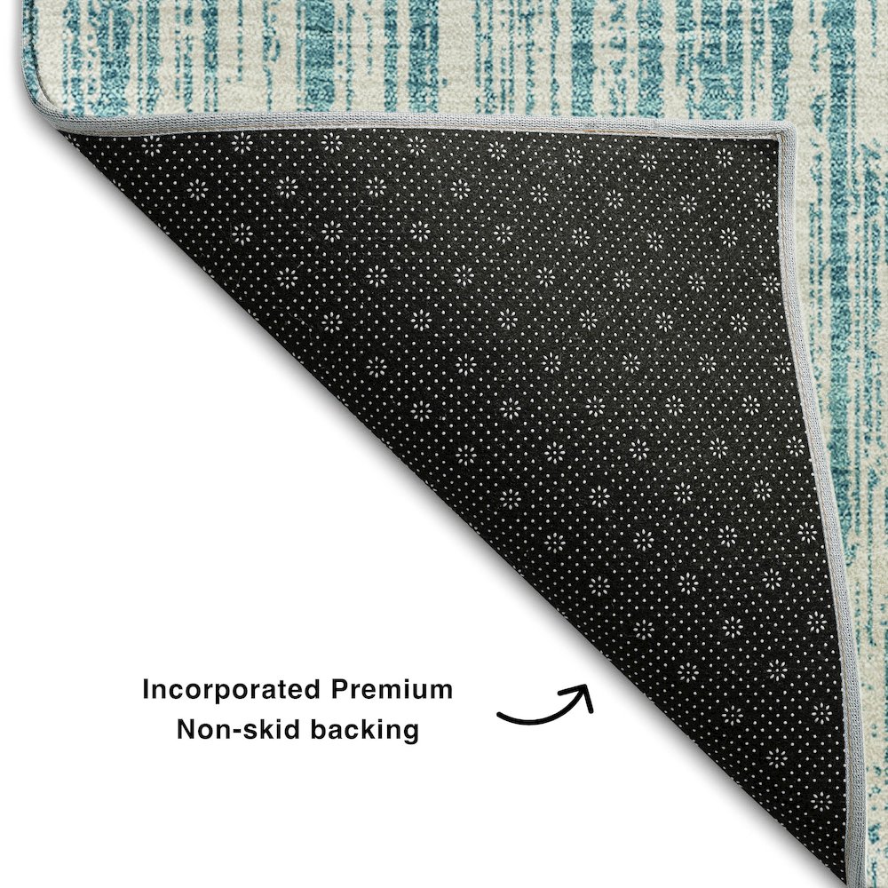Premium Machine Washable Mayfield AMF760 Teal 2'6" x 3'10" Rug. Picture 2