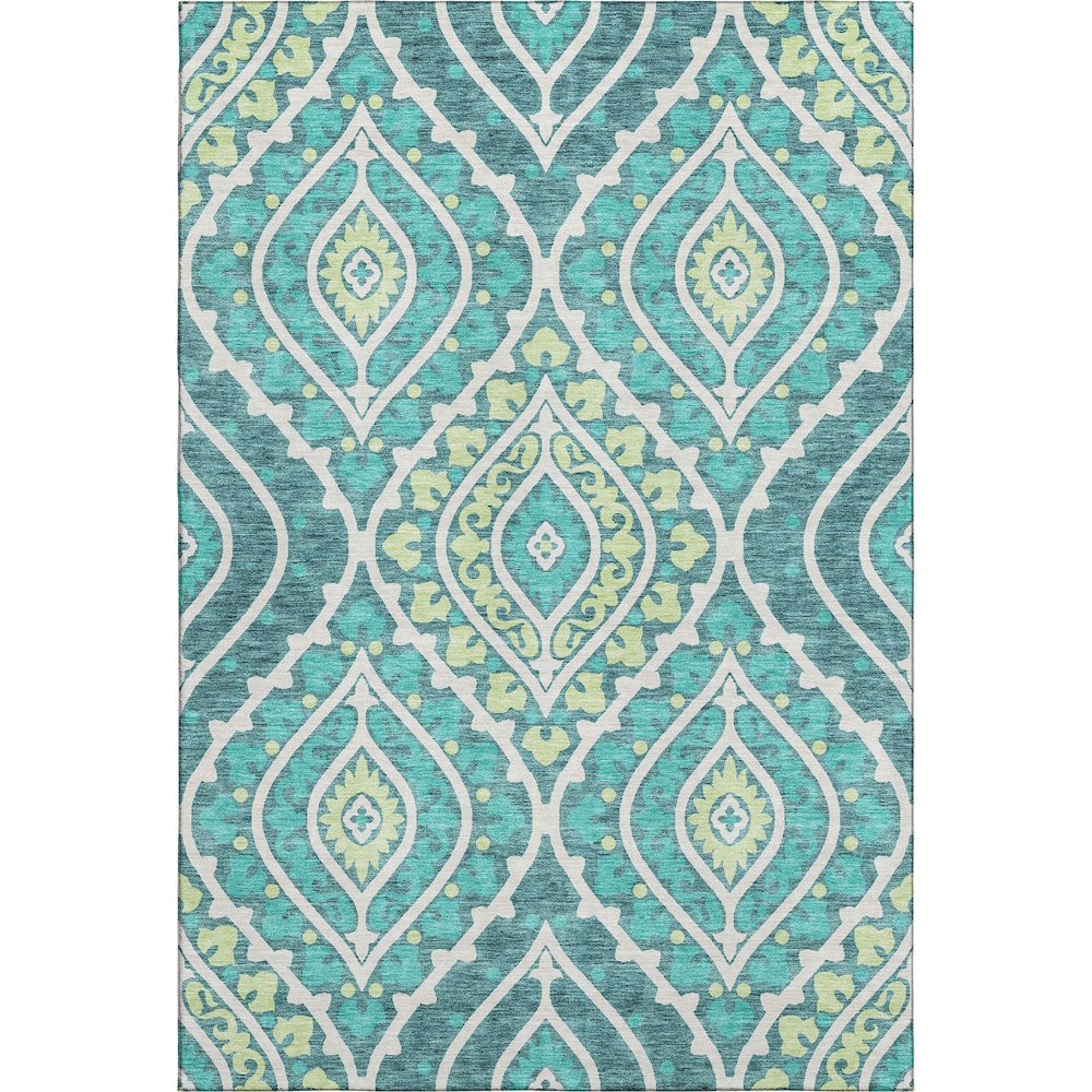 Premium Machine Washable Mayfield AMF761 Teal 5' x 7'6" Rug. Picture 1