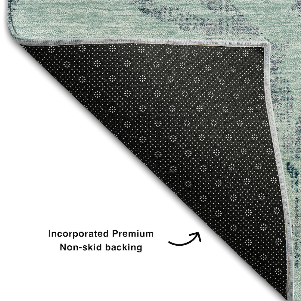 Premium Machine Washable Mayfield AMF762 Teal 2'6" x 3'10" Rug. Picture 2