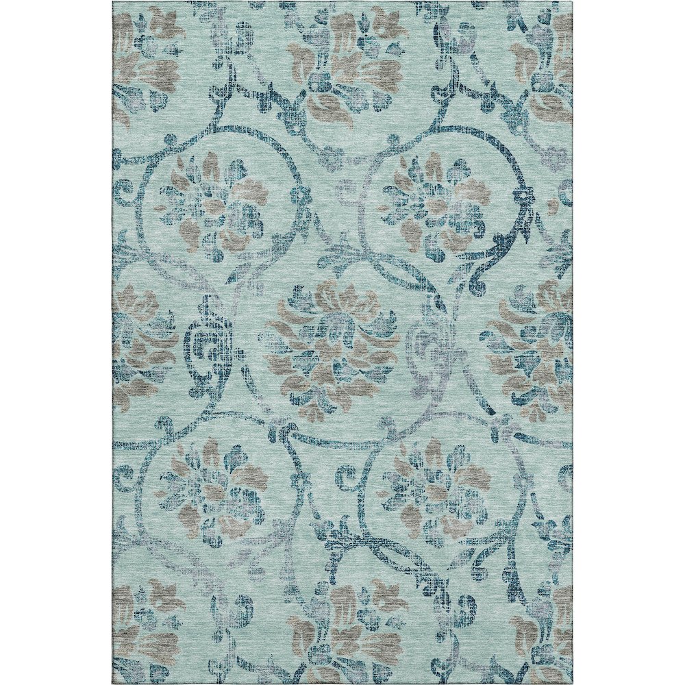 Premium Machine Washable Mayfield AMF762 Teal 5' x 7'6" Rug. Picture 1