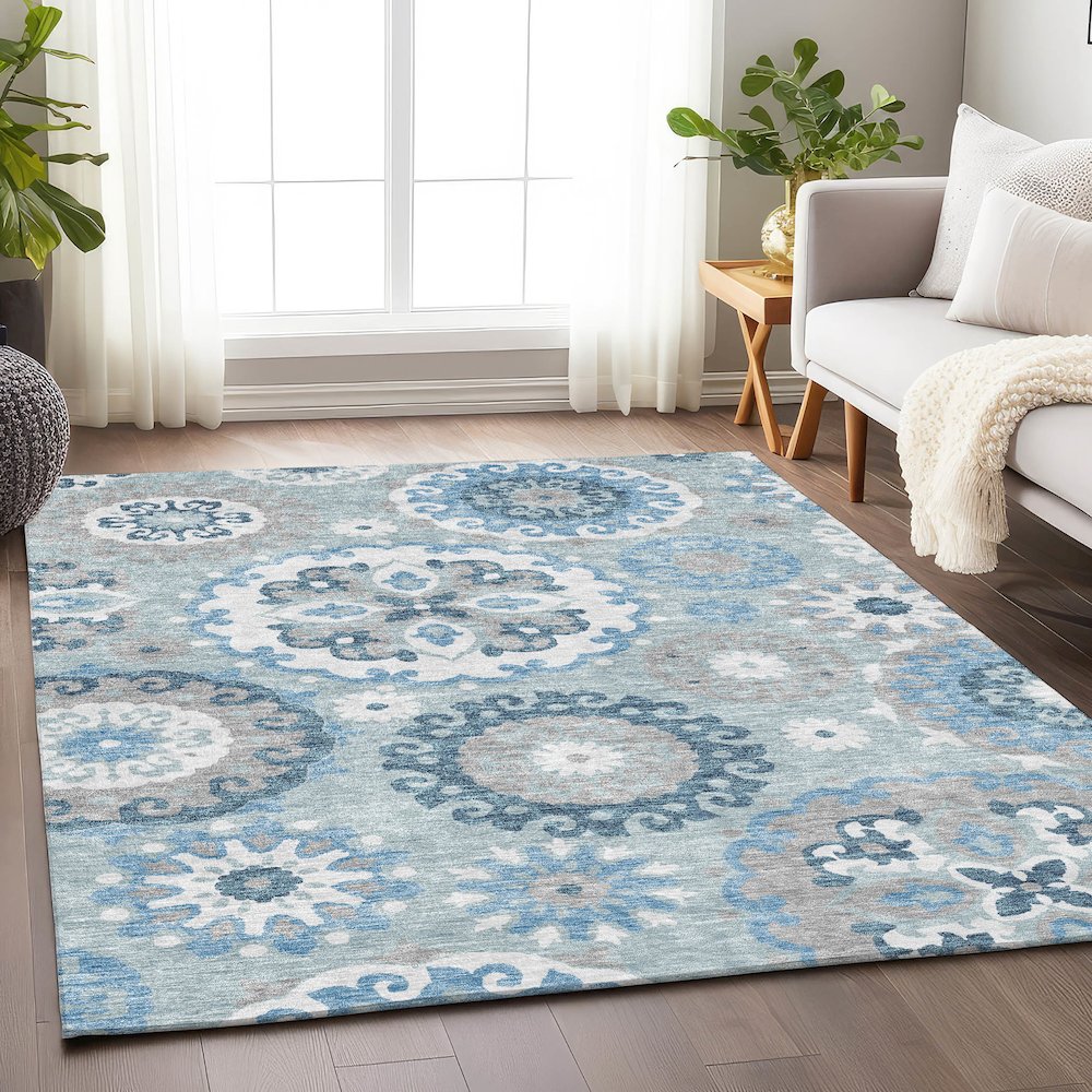 Premium Machine Washable Mayfield AMF763 Sky 5' x 7'6" Rug. Picture 5