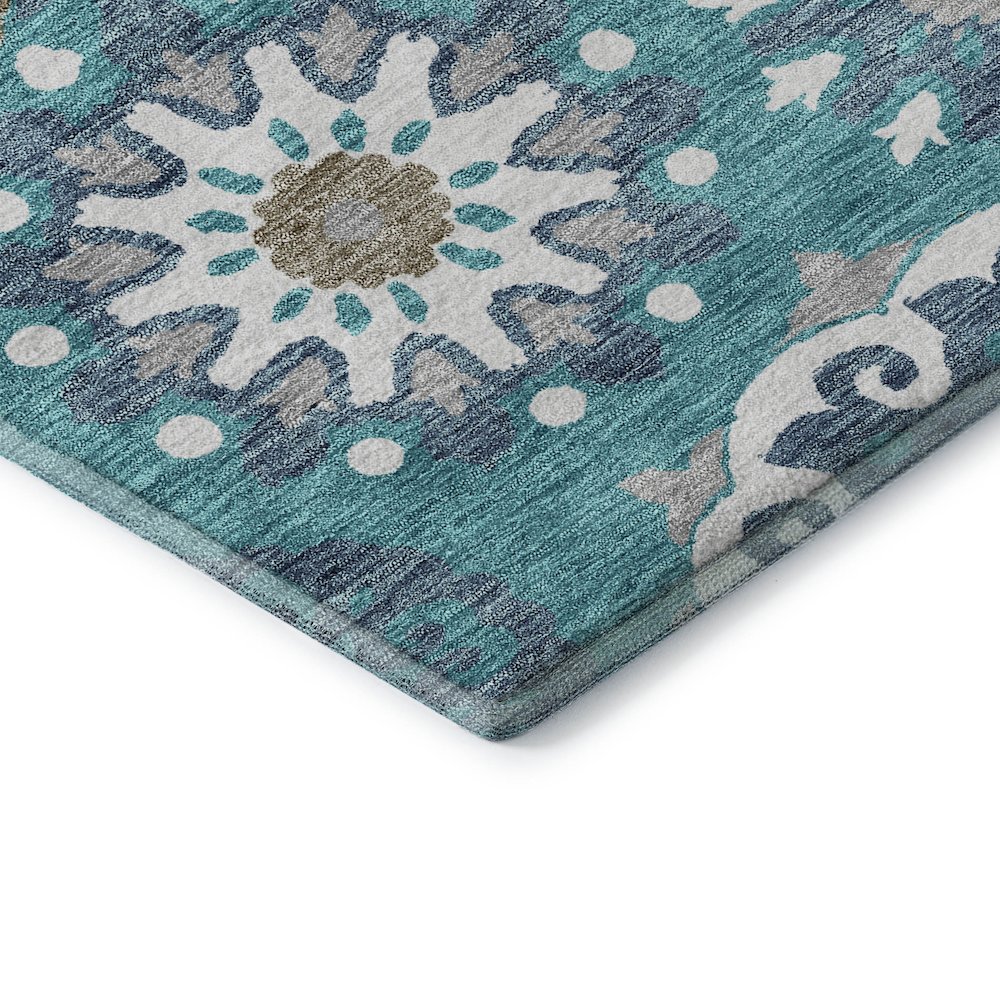 Premium Machine Washable Mayfield AMF763 Teal 2'6" x 3'10" Rug. Picture 3