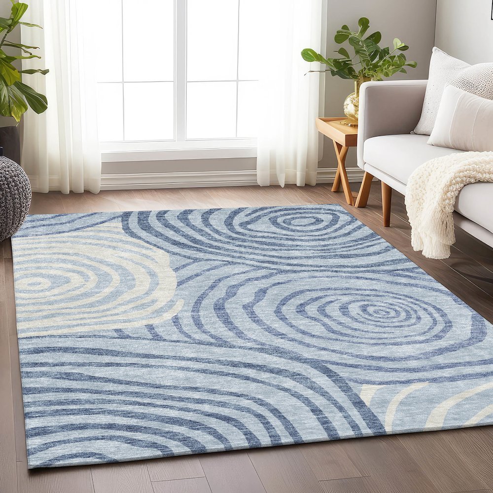 Premium Machine Washable Mayfield AMF765 Sky 5' x 7'6" Rug. Picture 5