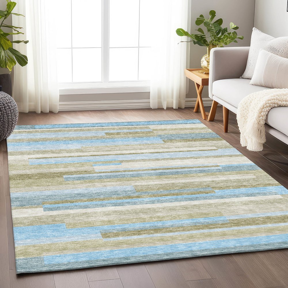Premium Machine Washable Mayfield AMF766 Sky 5' x 7'6" Rug. Picture 5