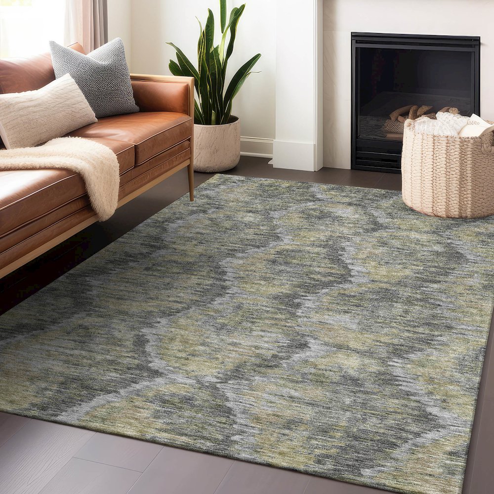 Premium Machine Washable Mayfield AMF767 Gray 5' x 7'6" Rug. Picture 6