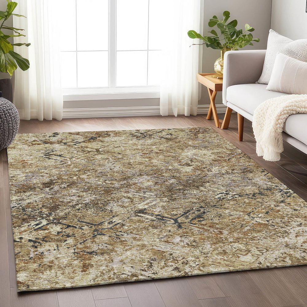 Premium Machine Washable Mayfield AMF768 Beige 5' x 7'6" Rug. Picture 5