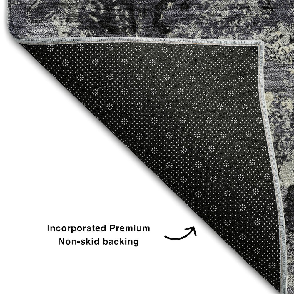 Premium Machine Washable Mayfield AMF768 Black 2'6" x 3'10" Rug. Picture 2