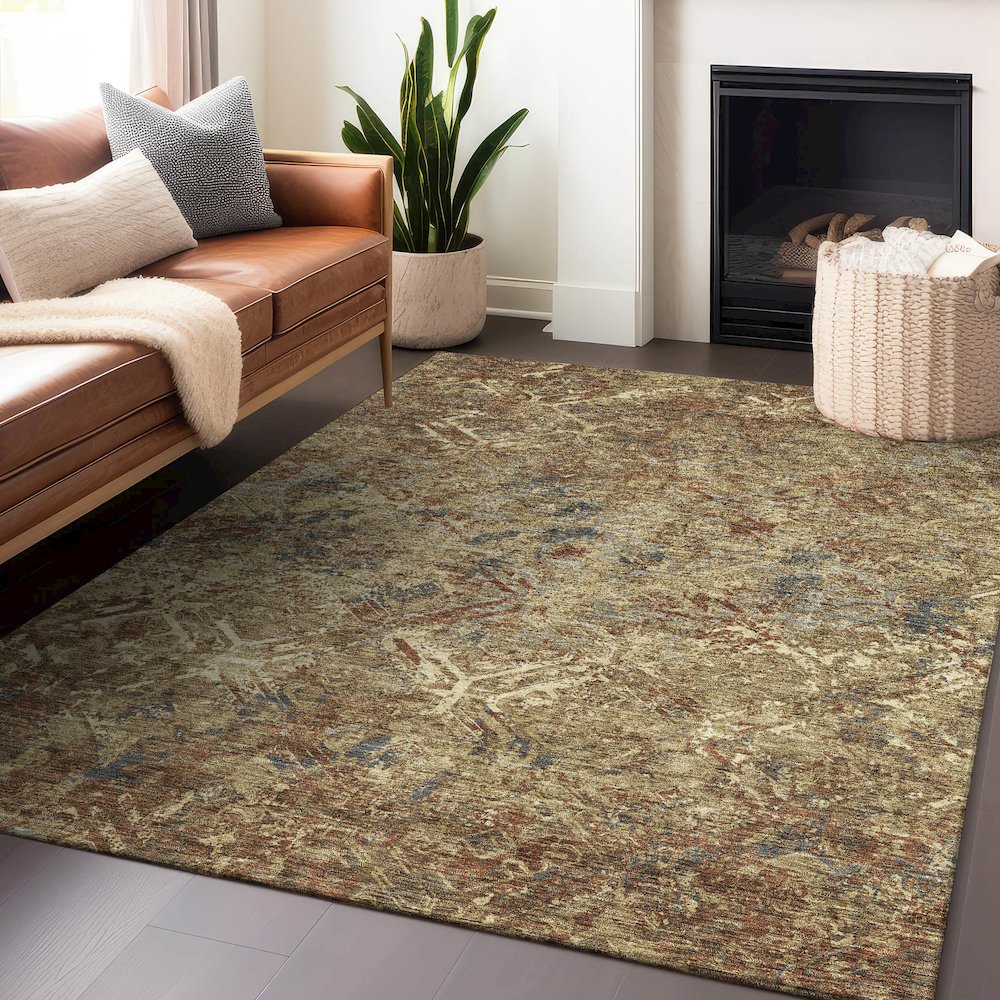 Premium Machine Washable Mayfield AMF768 Brown 5' x 7'6" Rug. Picture 6