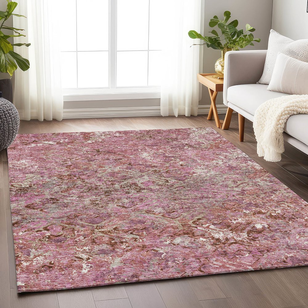 Premium Machine Washable Mayfield AMF768 Pink 5' x 7'6" Rug. Picture 5