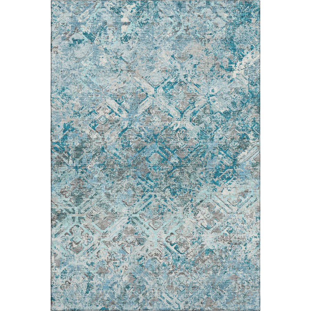 Premium Machine Washable Mayfield AMF768 Teal 5' x 7'6" Rug. Picture 1