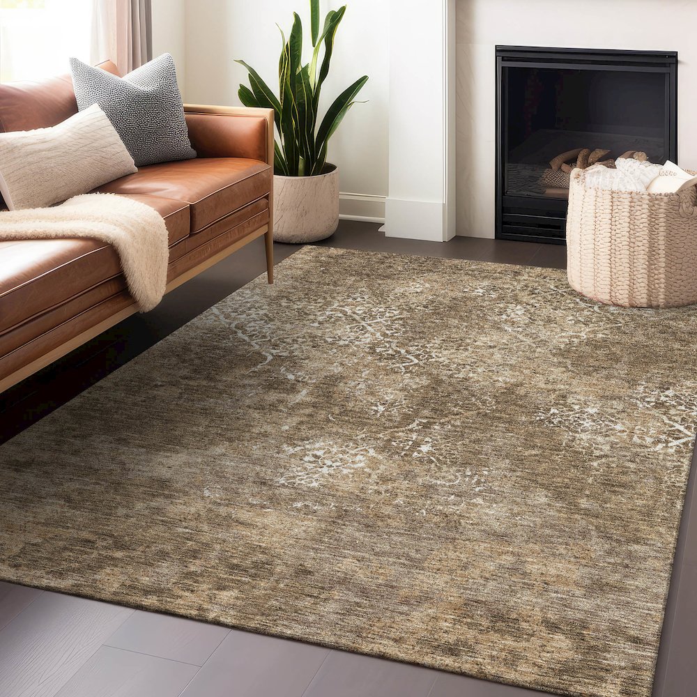 Premium Machine Washable Mayfield AMF769 Brown 5' x 7'6" Rug. Picture 6