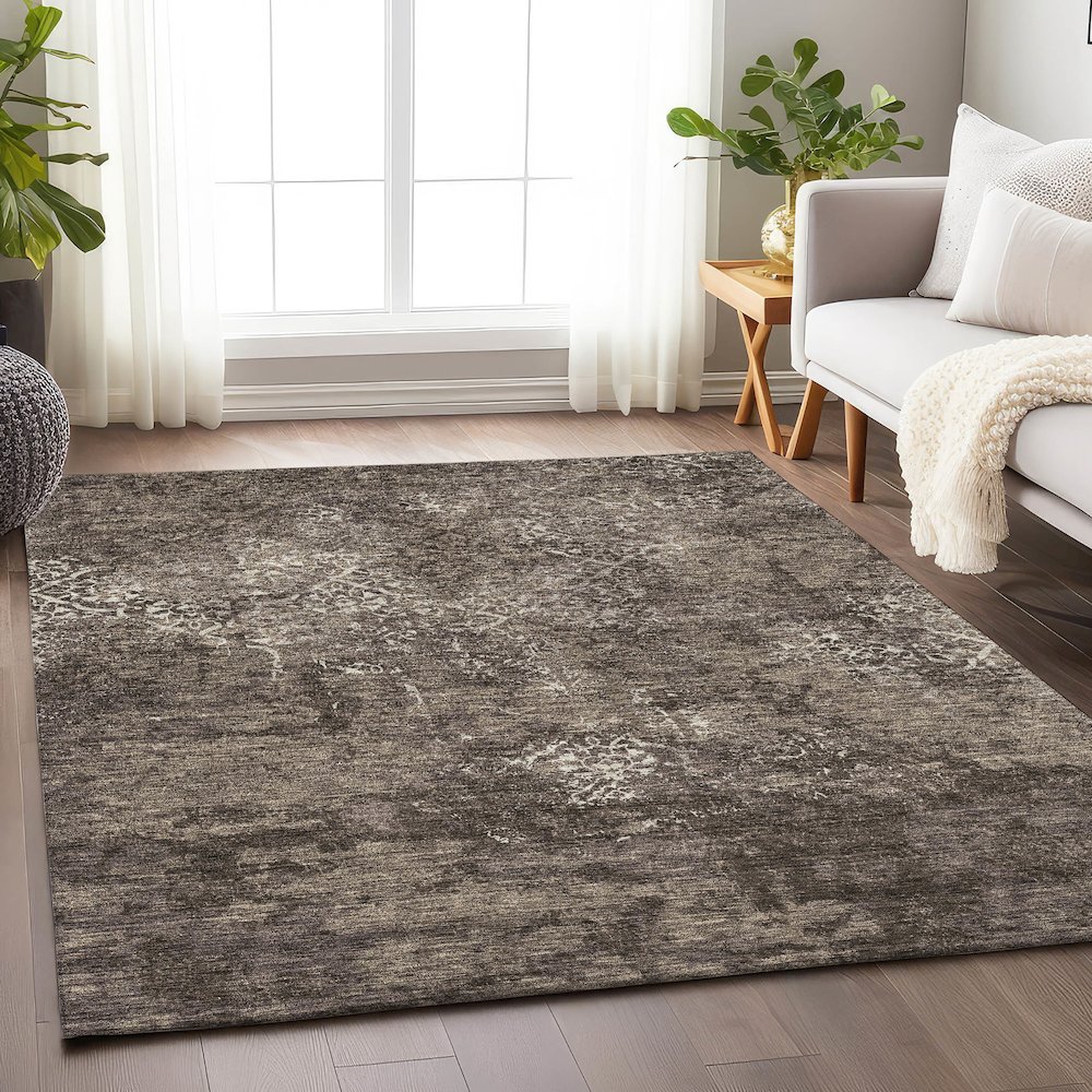 Premium Machine Washable Mayfield AMF769 Fudge 5' x 7'6" Rug. Picture 5