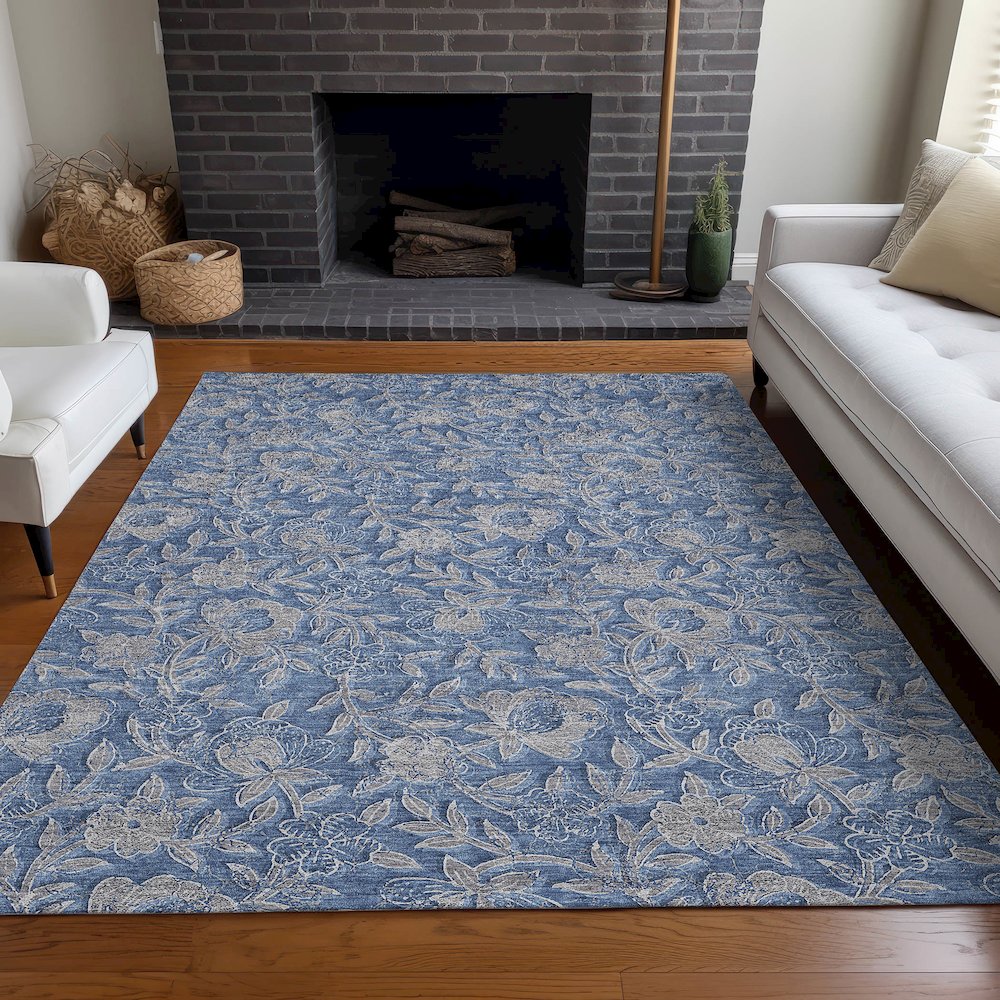 Premium Machine Washable Mayfield AMF771 Denim 5' x 7'6" Rug. Picture 5