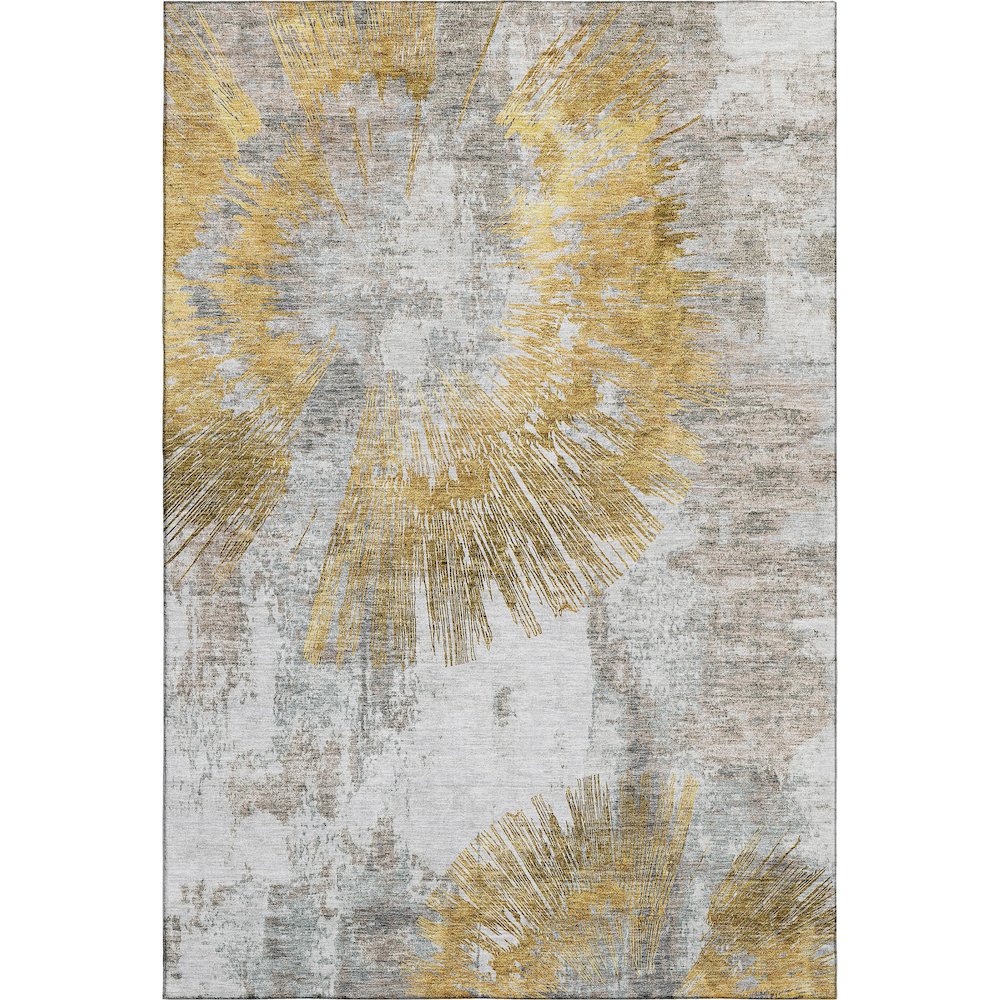 Premium Machine Washable Mayfield AMF773 Gold 5' x 7'6" Rug. Picture 1