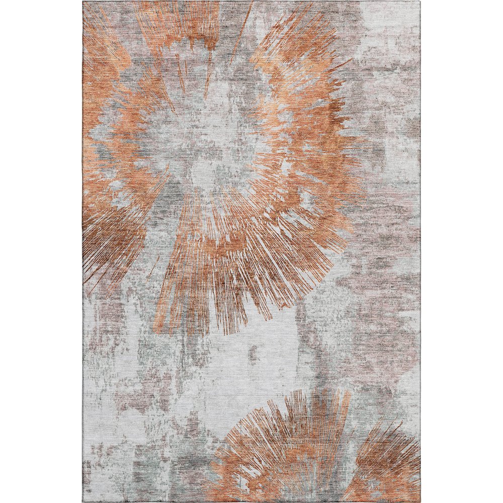 Premium Machine Washable Mayfield AMF773 Terracotta 5' x 7'6" Rug. Picture 1