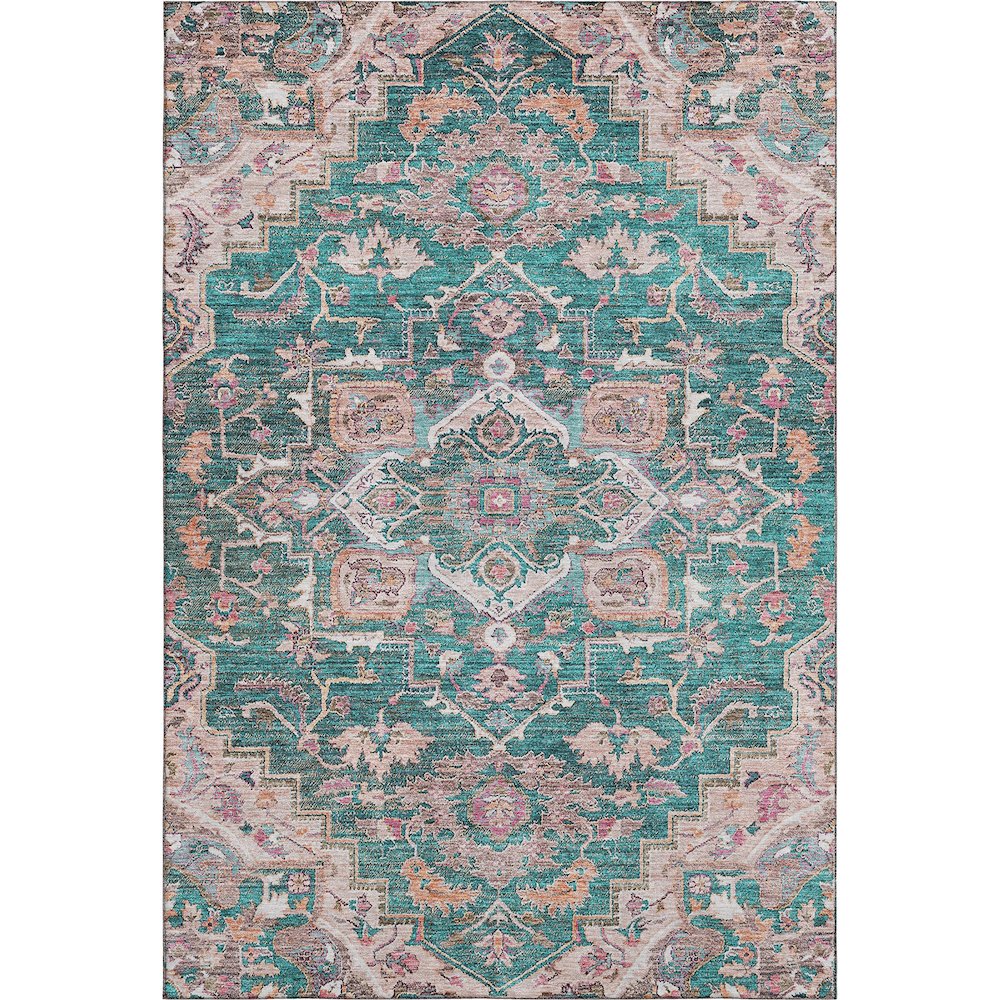 Premium Machine Washable Mayfield AMF774 Emerald 5' x 7'6" Rug. Picture 1