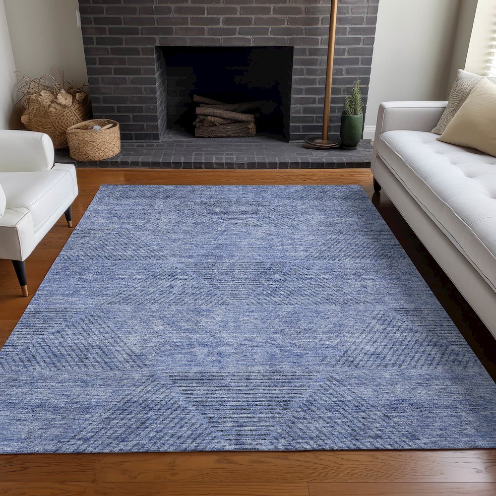 Premium Machine Washable Mayfield AMF777 Blue 5' x 7'6" Rug. Picture 5