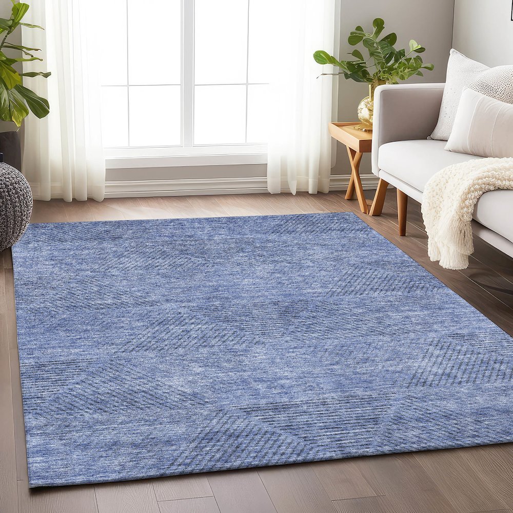 Premium Machine Washable Mayfield AMF777 Blue 5' x 7'6" Rug. Picture 6