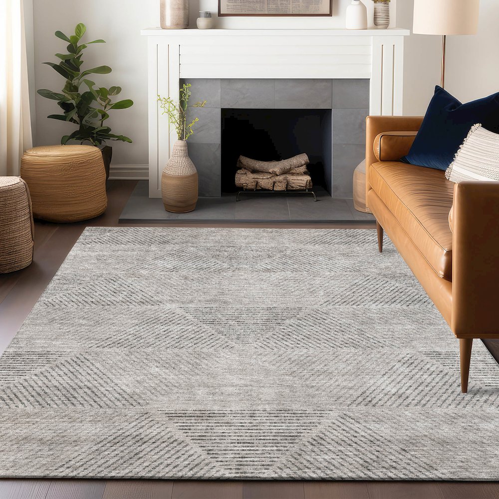 Premium Machine Washable Mayfield AMF777 Taupe 5' x 7'6" Rug. Picture 6