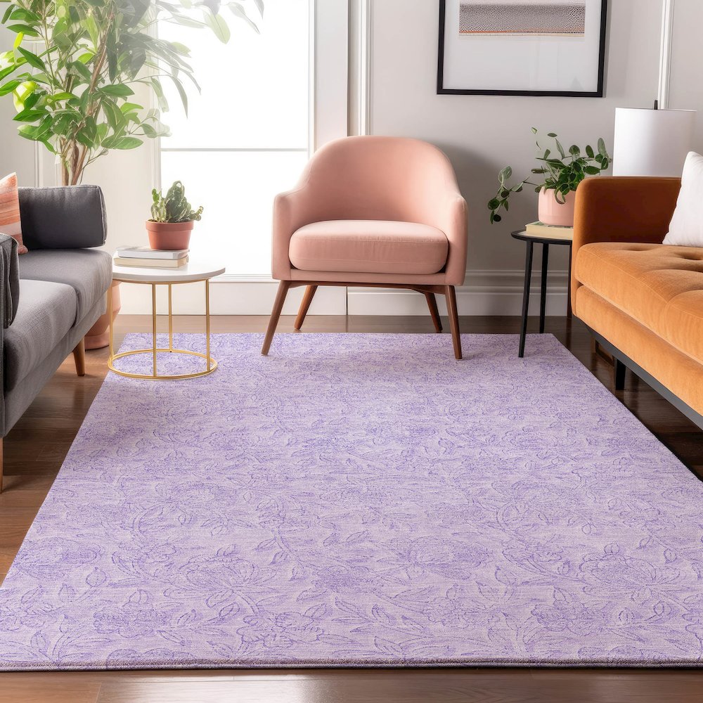 Premium Machine Washable Mayfield AMF782 Lilac 5' x 7'6" Rug. Picture 5