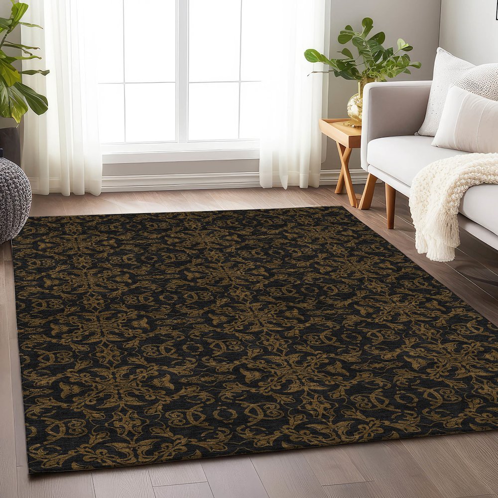 Premium Machine Washable Mayfield AMF785 Brown 5' x 7'6" Rug. Picture 6