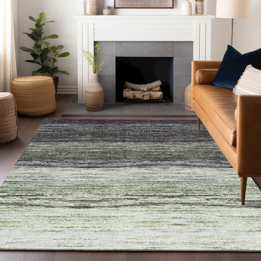 Premium Machine Washable Mayfield AMF786 Green 5' x 7'6" Rug. Picture 6