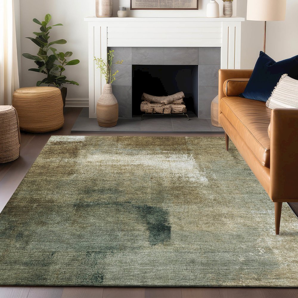 Premium Machine Washable Mayfield AMF787 Brown 5' x 7'6" Rug. Picture 6