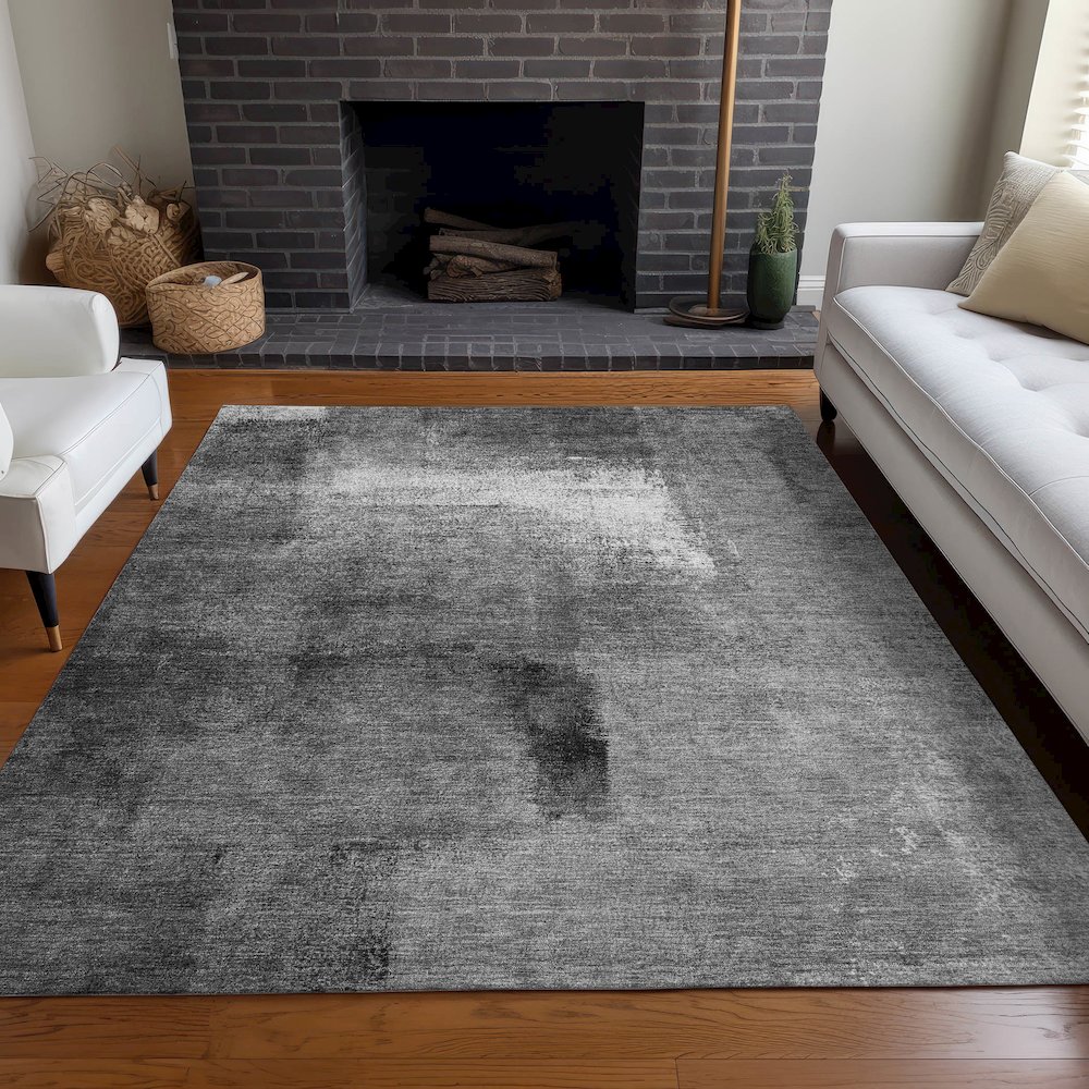 Premium Machine Washable Mayfield AMF787 Gray 5' x 7'6" Rug. Picture 5