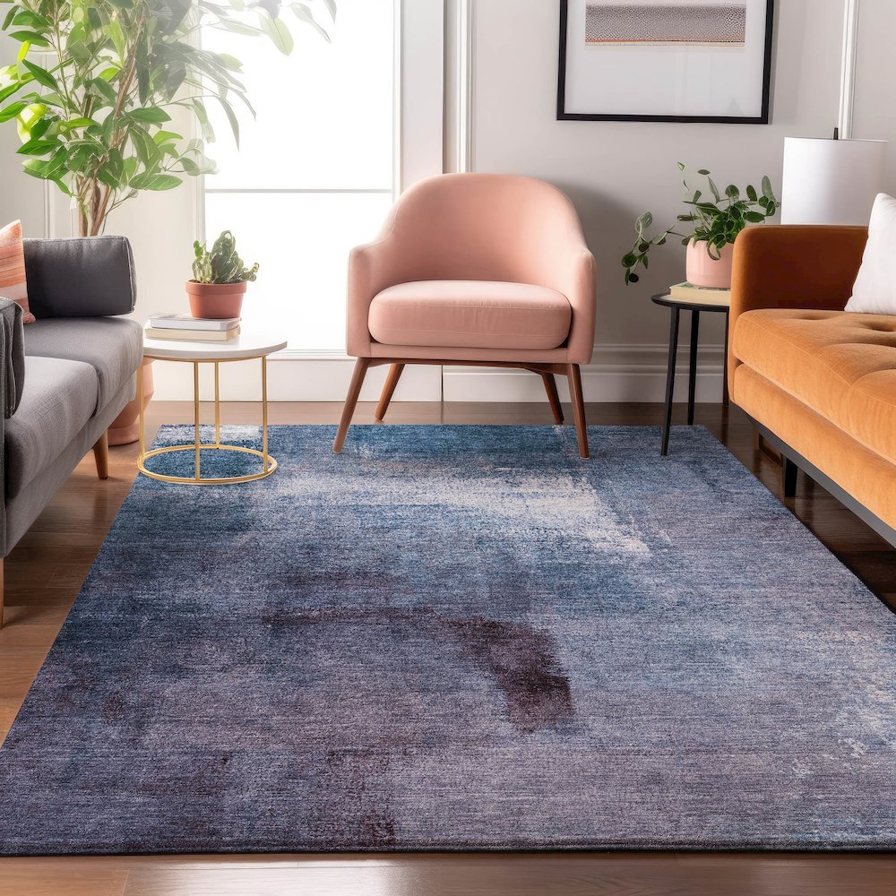 Premium Machine Washable Mayfield AMF787 Navy 5' x 7'6" Rug. Picture 5
