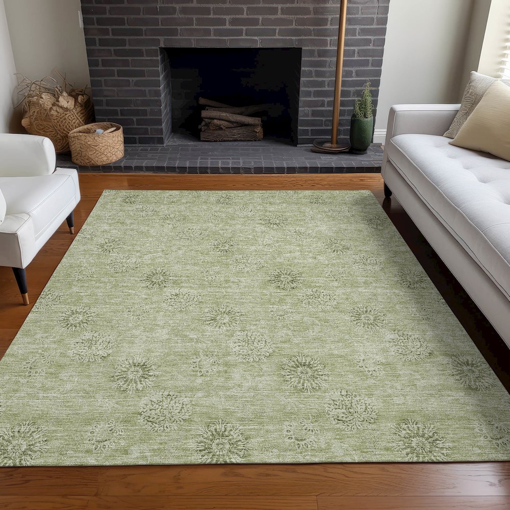Premium Machine Washable Mayfield AMF789 Sage 5' x 7'6" Rug. Picture 5