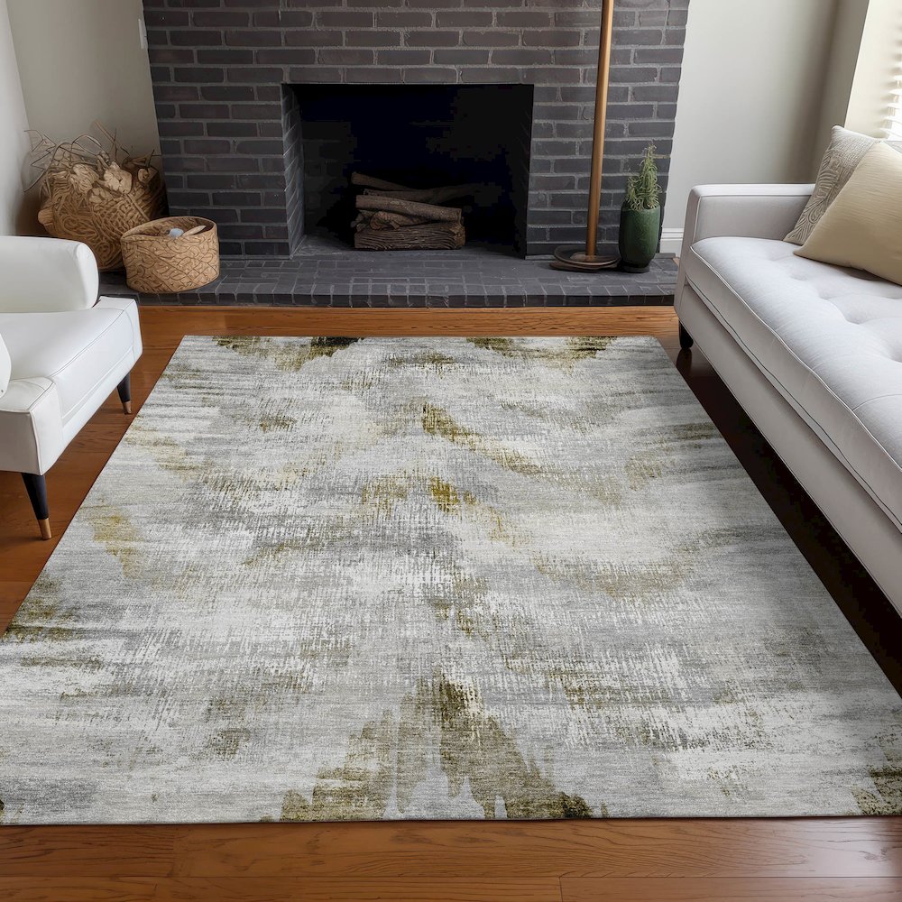 Premium Machine Washable Mayfield AMF791 Taupe 5' x 7'6" Rug. Picture 5