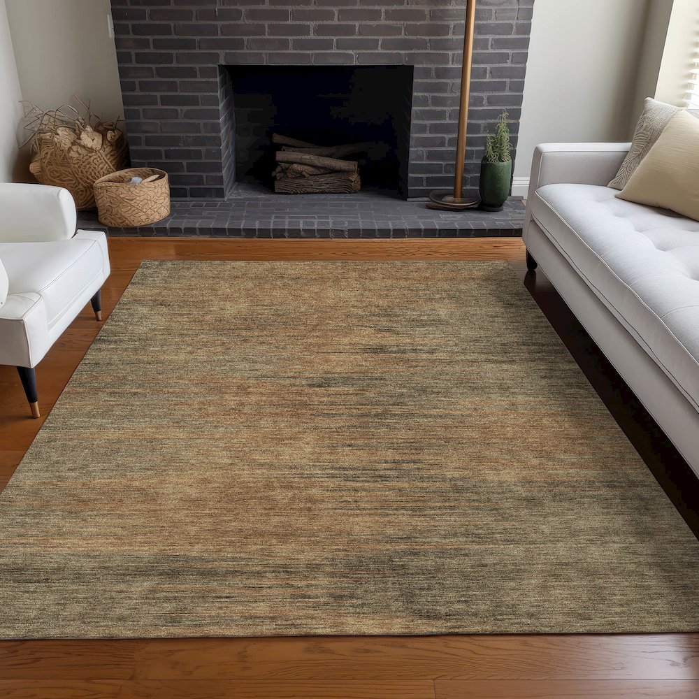 Premium Machine Washable Mayfield AMF794 Terracotta 5' x 7'6" Rug. Picture 5