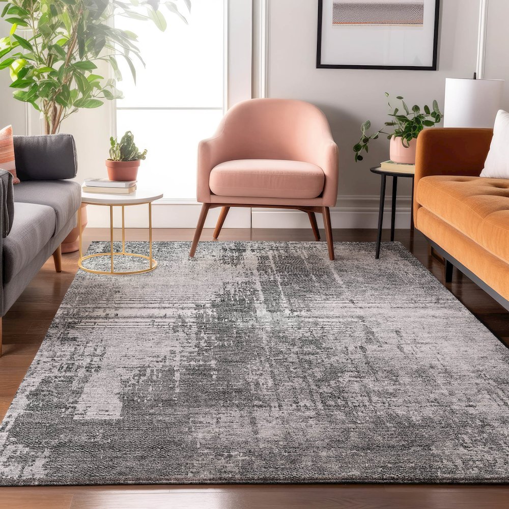 Premium Machine Washable Mayfield AMF796 Gray 5' x 7'6" Rug. Picture 5