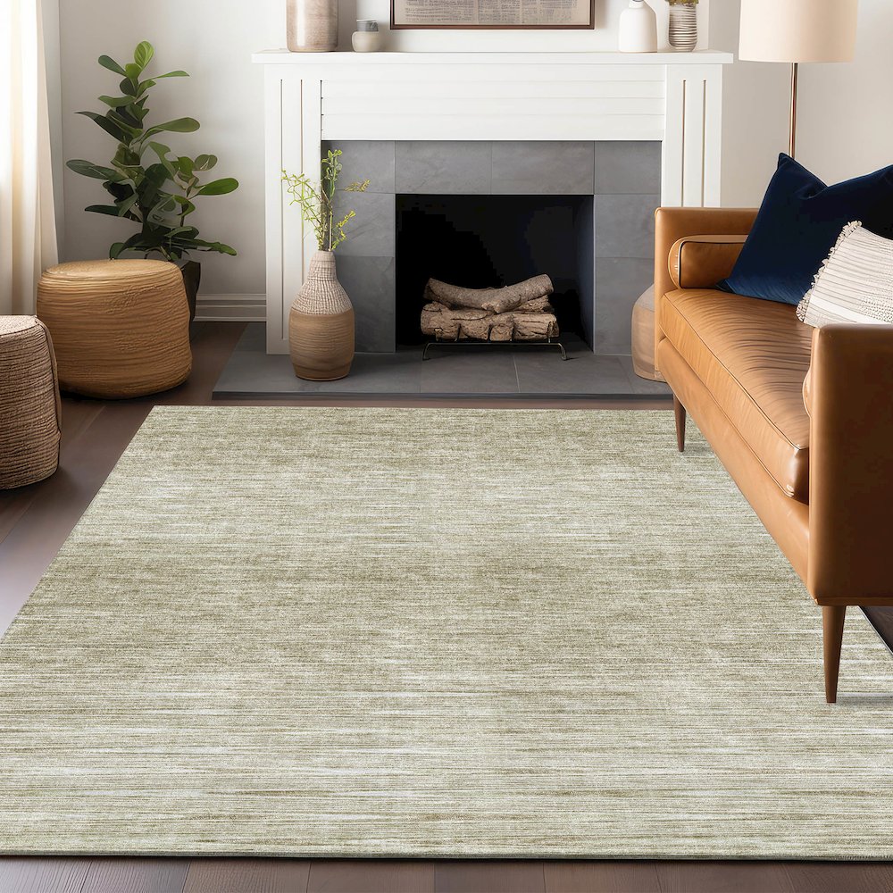 Premium Machine Washable Mayfield AMF800 Khaki 5' x 7'6" Rug. Picture 6