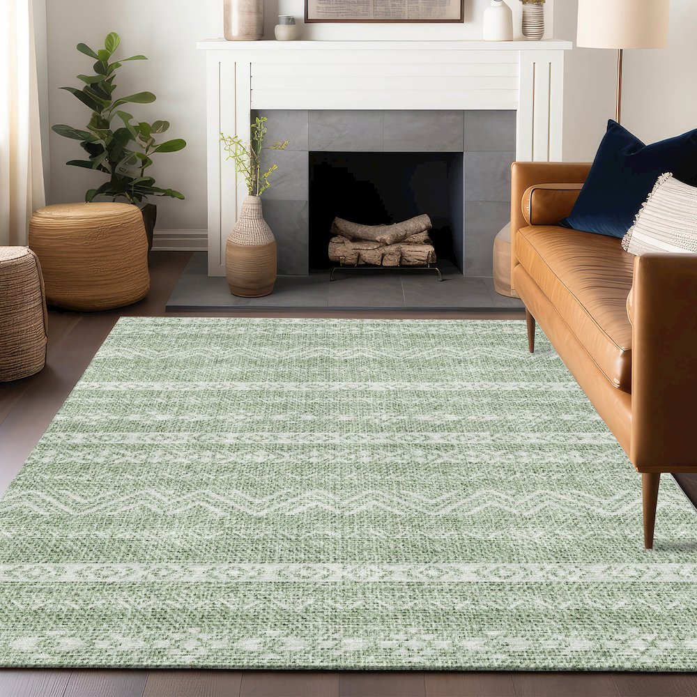 Premium Machine Washable Mayfield AMF803 Aloe 5' x 7'6" Rug. Picture 6