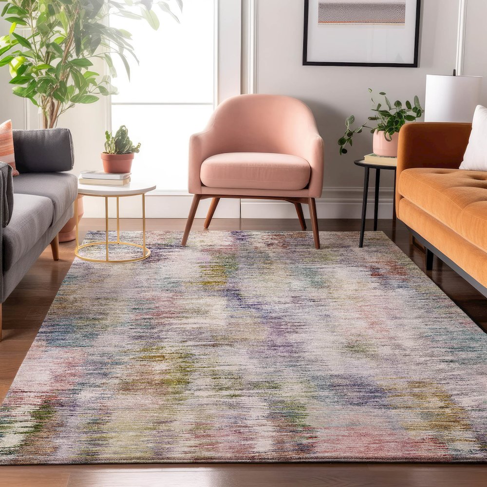 Premium Machine Washable Mayfield AMF813 Plum 5' x 7'6" Rug. Picture 5