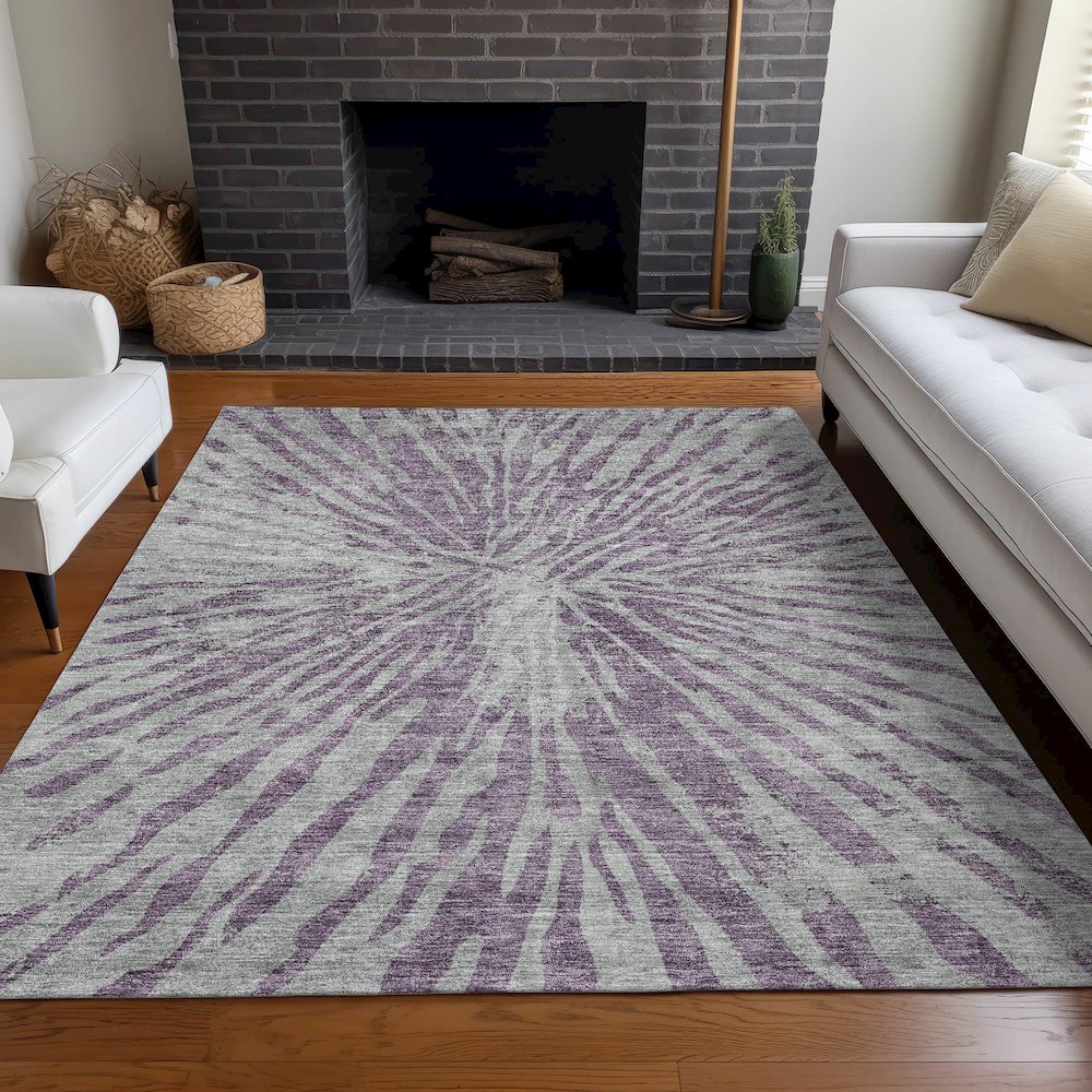 Premium Machine Washable Mayfield AMF818 Purple 5' x 7'6" Rug. Picture 5