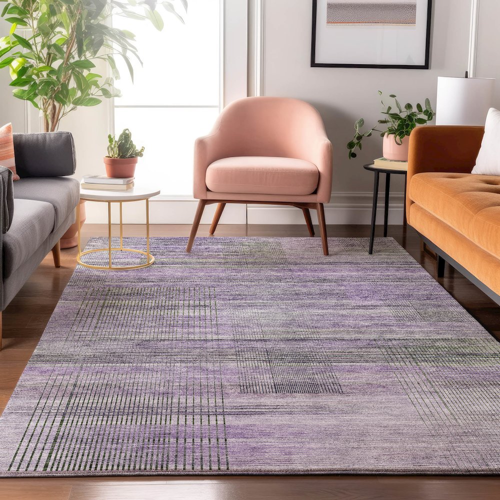 Premium Machine Washable Mayfield AMF819 Purple 5' x 7'6" Rug. Picture 5
