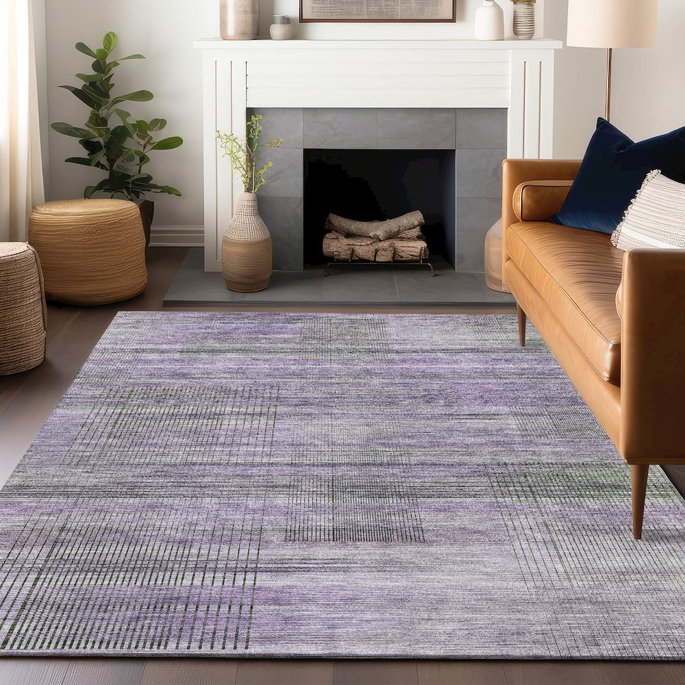 Premium Machine Washable Mayfield AMF819 Purple 5' x 7'6" Rug. Picture 6