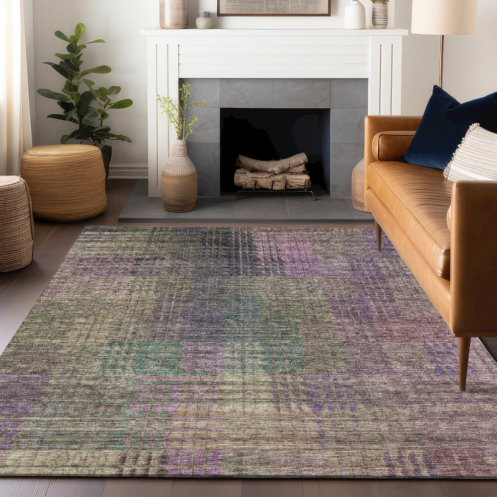 Premium Machine Washable Mayfield AMF828 Plum 5' x 7'6" Rug. Picture 6