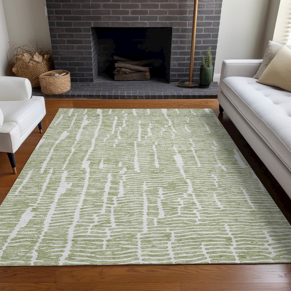 Premium Machine Washable Mayfield AMF830 Aloe 5' x 7'6" Rug. Picture 5