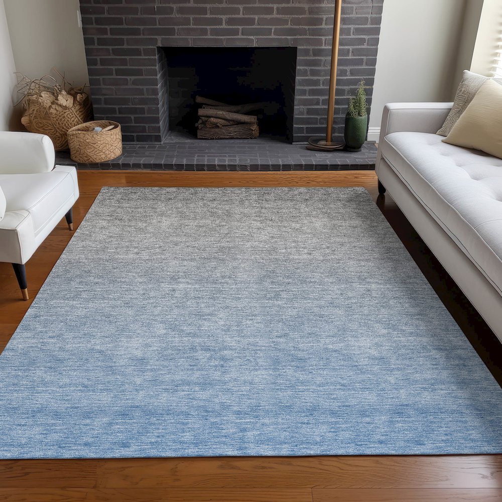 Premium Machine Washable Mayfield AMF833 Blue 5' x 7'6" Rug. Picture 5