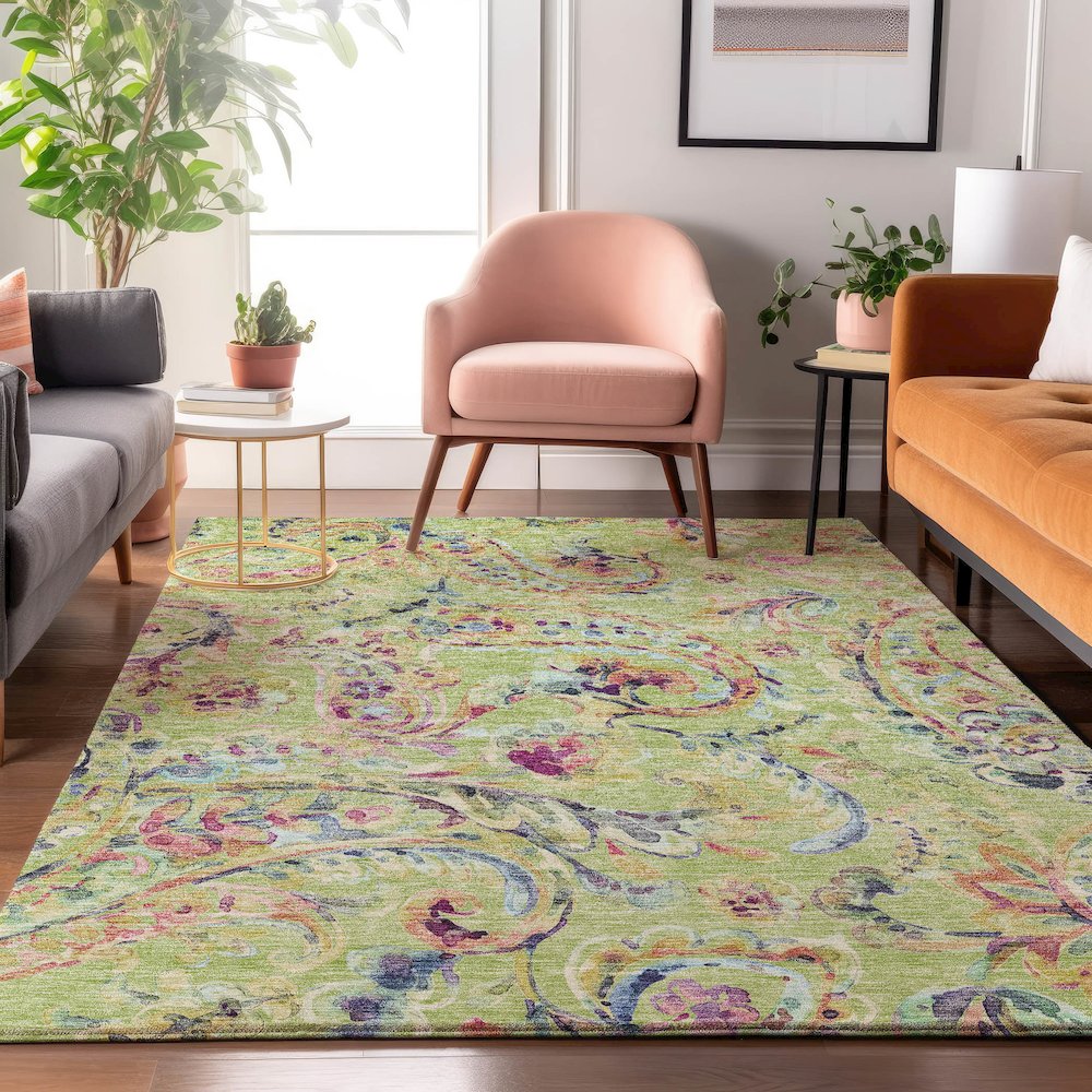 Premium Machine Washable Mayfield AMF834 Aloe 5' x 7'6" Rug. Picture 5
